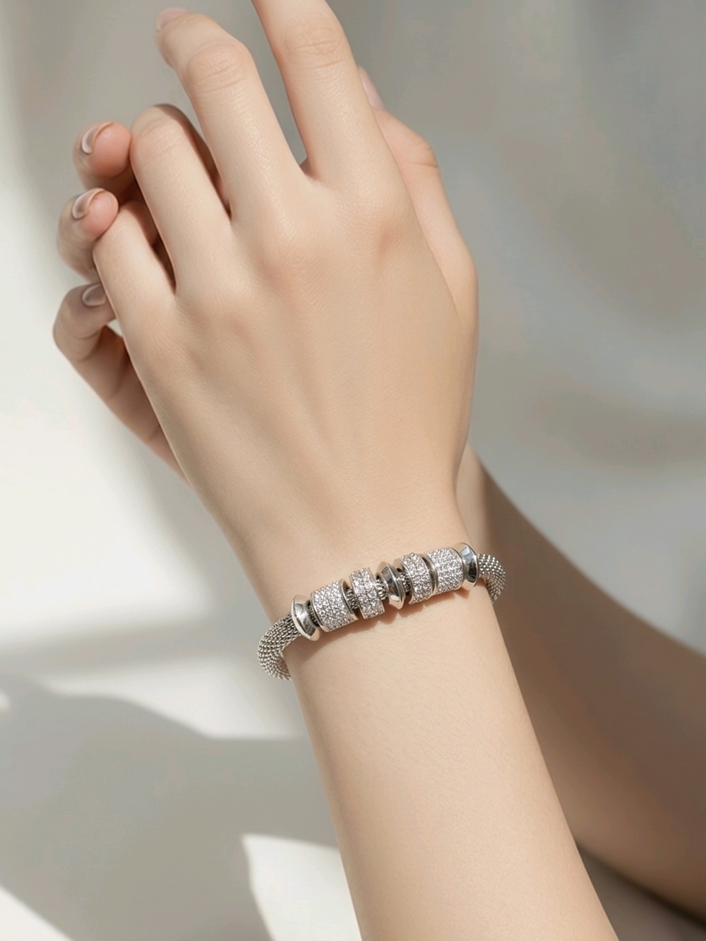 Catherine's Rhinestone Silver stretchy bracelet